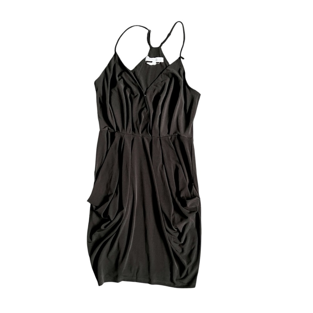 BCBGeneration Cocktail Dress Black Mini Plunging Surplice Sleeveless Sexy EUC S